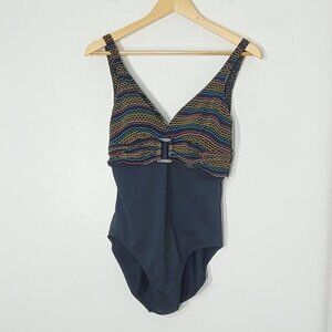 Baltex Women's Multicolor Patterned Sleeveless Bottom One-Piece Swimsuit Size 14